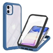 Dteck with Built-in Screen Protector Case for Apple iPhone 11 6.1-inch,Full Body Protection Hybrid Rugged Shockproof Case Transparent Clear PC Back Cover,Blue