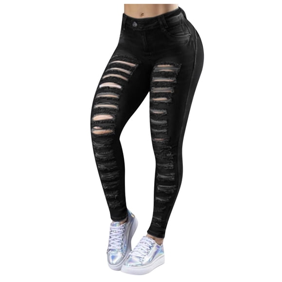 Ketyyh-chn99 Jeans for Women High Waist Wide Leg Sweatpants for Women Casual Baggy Distressed Lounge Trousers Black,2XL