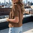 thumbnail image 4 of Admvng Women's Short Sleeve Cropped Blazer Lapel Collar Lightweight Cropped Suit Jacket Casual Work Tops, 4 of 7