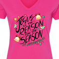 thumbnail image 4 of Inktastic Jesus is the Reason for the Season Christmas Bells and Stars Women's V-Neck T-Shirt, 4 of 5