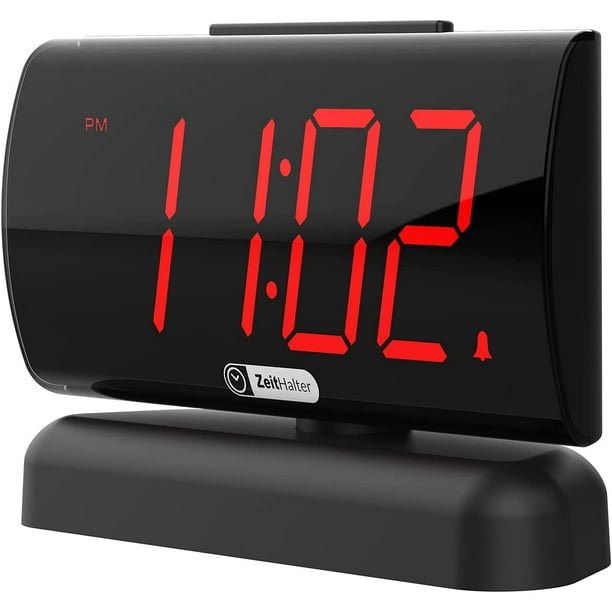LED Digital Alarm Clock with Swivel Base, Red LED Display, Large Digits Number for Old, Big Round Brightness, Adjustable Volume, Snooze, Powered, Battery Backup, - Walmart.com
