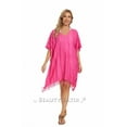 thumbnail image 3 of Beautybatik Fuchsia Boho Stripe Caftan Women Tunic Top Blouse Plus Size 4X, 3 of 6