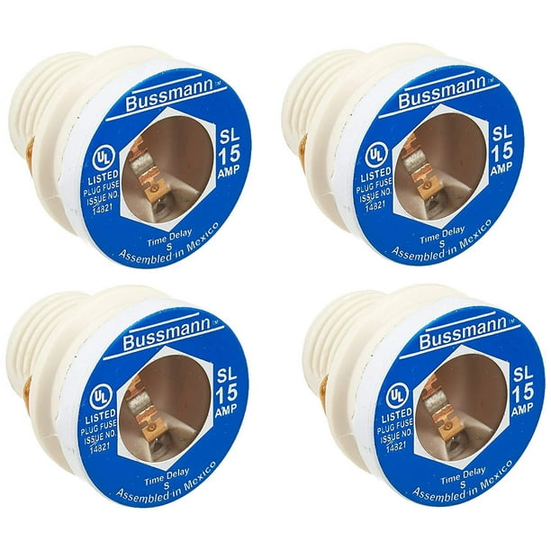 Bussmann SL15 Low Voltage Medium Duty Time Delay Plug Fuse, 125 Vac