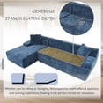 thumbnail image 5 of 111" Modular Sectional Sofa, L Shaped Cloud Couch with 27 Inch Deep Seat, Modern 3 Seater Comfy Chenille Sofa with Chaise for Living Room, Blue, 5 of 9