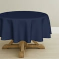 thumbnail image 5 of Sm:)e Stain and Wrinkle Resistant Fitable Navy Blue Table Cloth 60 Inch Round, Reusable and Washable Polyester Fabric Table Covers for Party, Wedding and Banquet Decoration 4ft Table, 5 of 8