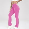 thumbnail image 3 of USNSM Women's Flare Leggings High Waist Tummy Control Crossover Yoga Pants Casual Workout Bell Bottom Leggings Pink S, 3 of 3