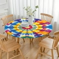 thumbnail image 3 of Colorful Rainbow Tie Dye Spiral Pattern Round Fitted Tablecloth with Elastic Edge,Dining Table Cover Waterproof,Outdoor Round Tablecloth for Camping,Dining,Indoor and Outdoor, 3 of 7