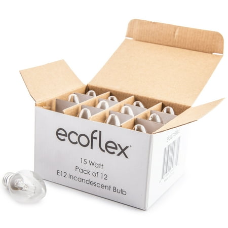 ECOFLEX Long Lasting 15 Watt E12 Socket Incandescent Candelabra Salt Lamp Bulb - Pack of