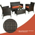 thumbnail image 6 of Gymax 4PCS Patio Rattan Conversation Furniture Set Outdoor w/ Orange Cushion, 6 of 10