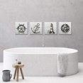 thumbnail image 3 of Nautical Themed Bathroom Art Wall Decor Black White Boat Anchor Paintings Helm Compass Print Lighthouse Picture Home Decor Sea Artwork Bedroom Living Room Ready to Hang, 3 of 6