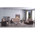 thumbnail image 4 of Ottomanson Origins Sleeper Loveseat, Beige/Brown Leatherette Chenille, 4 of 9