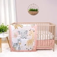 thumbnail image 1 of Juego de Ropa de Cama para Cuna The Peanutshell Safari Rosa y Gris Set de 3 piezas, 1 of 7