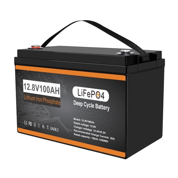12V 100Ah Lithium Battery, 100A BMS Deep Cycle LiFePO4 Battery for Marine, RV, Solar System, Trolling Motor, Boat