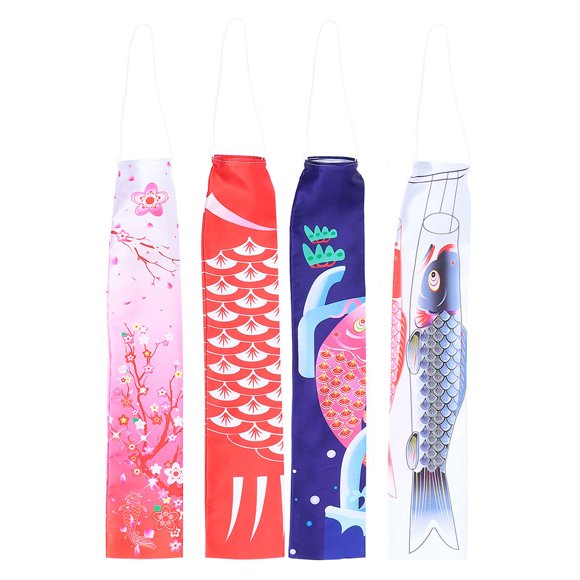 KAKOWELY Japanese Carp Flags 4pcs Japanese Carp Flags Hanging Fish Flags Japanese Silk Carp Pendants9.84"X2.76"X2.76"