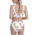 thumbnail image 5 of High Waisted Bikini Sets For Women, Tulips Flowers Green Leaves Swimsuits Tummy Control, Two Pieces Bathing Suit, 5 of 8