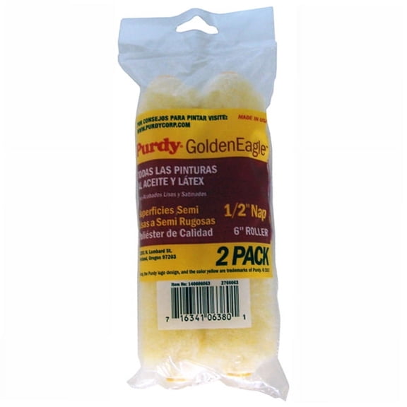 6-1/2" x 3/4" Nap Purdy 140605065 Golden Eagle Mini-Roller Cover, High Density Polyester, 2-Pack