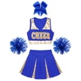 thumbnail image 3 of Miaeowve Uniforme de Cheerleading pour Filles, Tenue de Fête Musicale avec Pompons, Bleu 8, 3 of 4