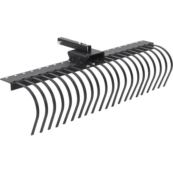 QinaQin 60Inch Tow Behind Landscape Rake,Tow Dethatcher with 21 Steel Coil Tines,Lawn Dethatcher Rake for Leaves,Grass,Black