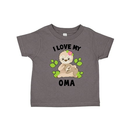 

Inktastic Cute Sloth I Love My Oma with Green Leaves Gift Toddler Boy or Toddler Girl T-Shirt