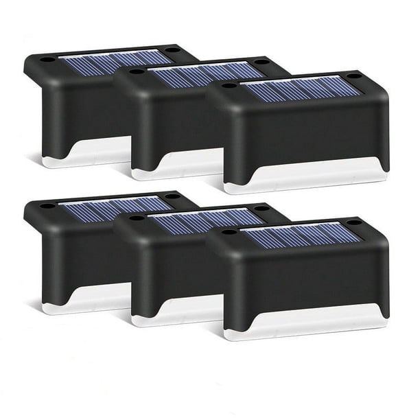 Paquete de 6 luces y escalones de escalera para exteriores con energía solar para patio, luces y escalones para cerca de patio con energía solar para exteriores (marrón - luz cálida) brillar Electrónica
