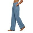 thumbnail image 5 of Mifsaly Womens Wide Leg Dress Pants High Waisted Pleated Trousers Elegant Business Casual Office Work Outfits with Pockets Light Blue,L, 5 of 5