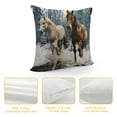 thumbnail image 4 of Orinice Horses Snow Forest Graphic Decorative Cushion Throw Pillow Cover for Home Couch Living Room Bed Sofa Winter Pillowcase 1PC 18x18in, 4 of 5