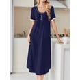 thumbnail image 5 of KISSGAL Plus Size Nightgowns for Women Button Front Henley Neck House Dress Short Sleeve Soft Pajamas Dress Sleepwear, 5 of 8