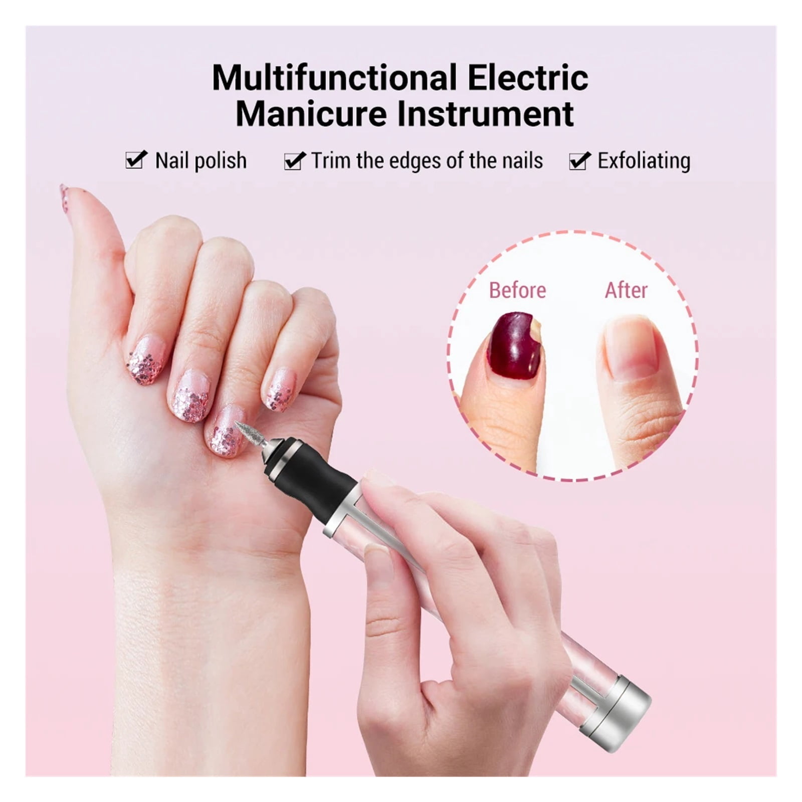 Wireless Nail Drill Pen USB Nail File Polishing Pen USB Rechargeable Nail Drill Machine Portable Manicure Drill Salon Tool