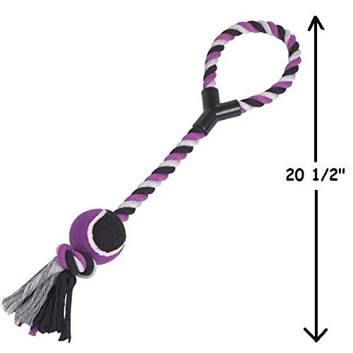Grriggles Jouets pour Chien Corde Robuste Tennis Lancer Poignée de Balle en Caoutchouc de 20 1/2 Pouces de Long Choisir la Couleur (Violet)