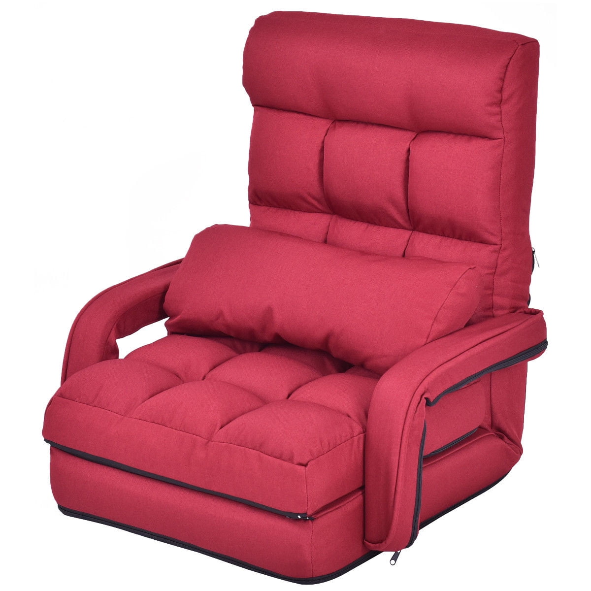Gymax Red Folding Lazy Sofa Floor Chair Lounger Bed With Gymax Red Folding Lazy Sofa Floor Chair Lounger Bed With Armrests And A Pillow