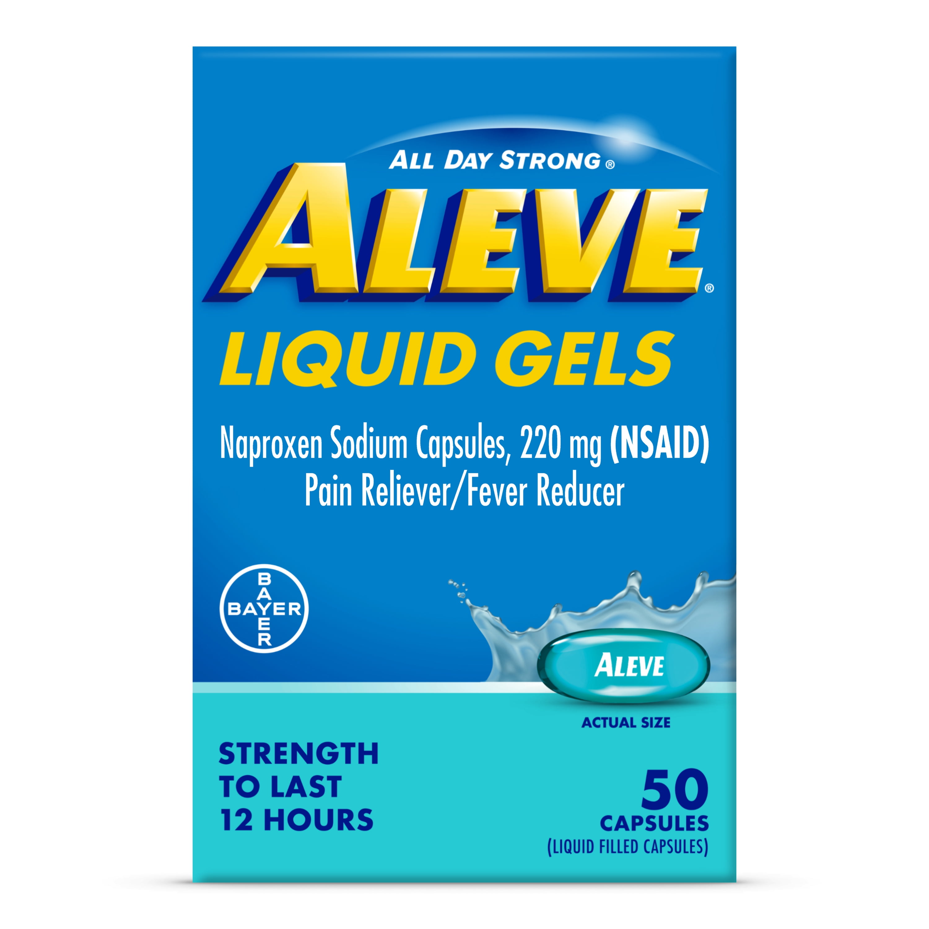 (3 pack) Aleve Liquid Gels Naproxen Sodium Pain Reliever, 50 Count