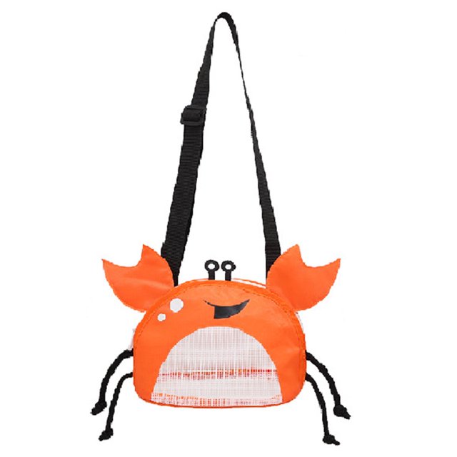 LNGOOR Foldable Waterproof PVC Shell Collecting Bag - Breathable Visible Crab Shape Seashell Storage Pouch Outdoor Accessories