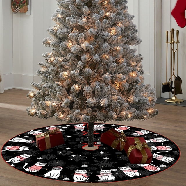 Chmadoxn Christmas Decorations, Christmas Tree Skirt Christmas Classic Elementals Christmas Decoration Tree Skirt Christmas Tree Bottom Decoration Apron Gift polyester Holiday Decorated Trees Skirt