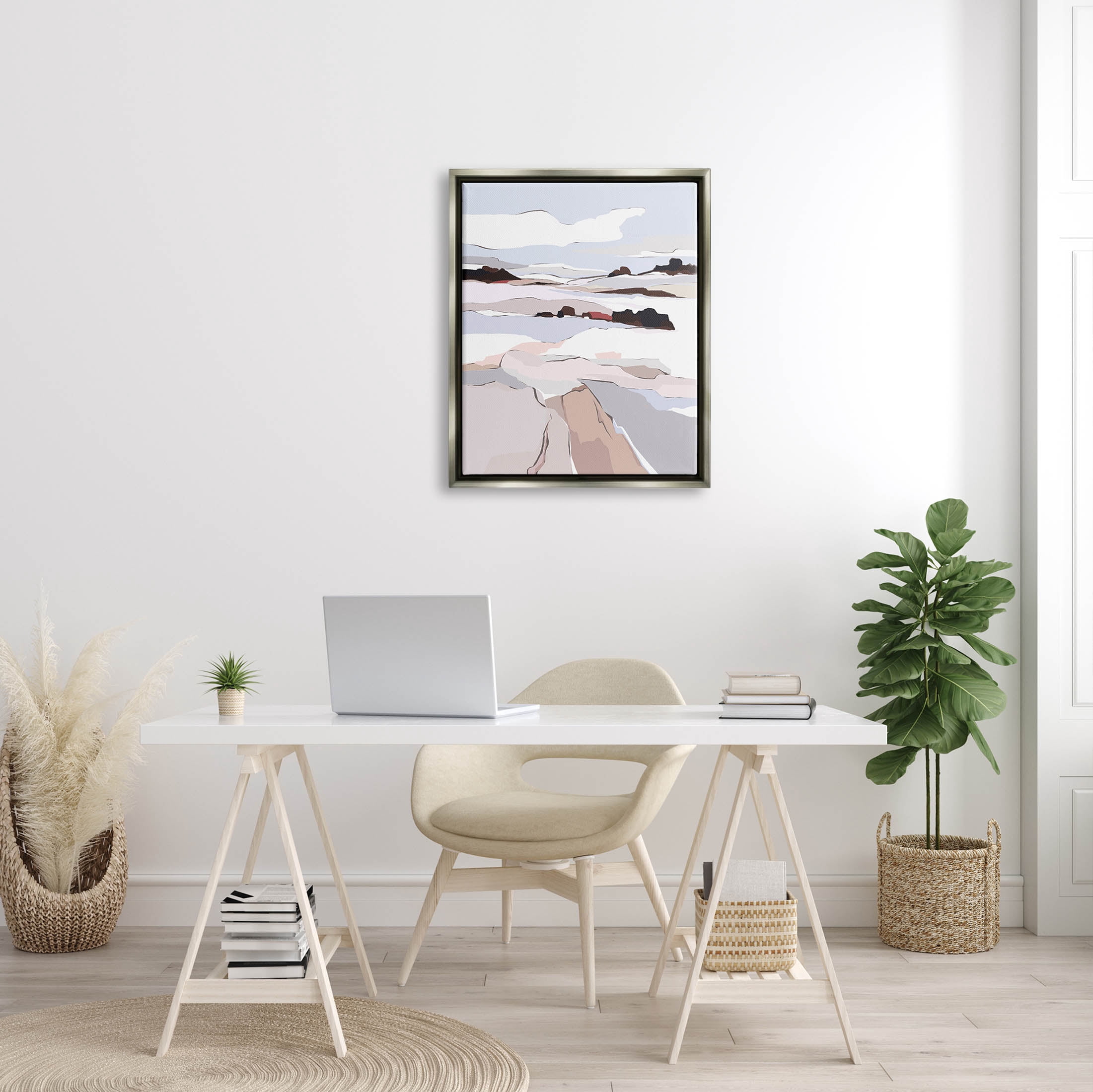 Stupell Industries Winter Mountain Abstract Landscape Graphic Art Luster Gray Floating Framed Canvas Print Wall Art, Design by Nikita Jariwala