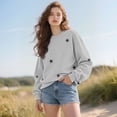 thumbnail image 6 of Women's Star Print No Hood Sweatshirt, Soft Breathable Polyester Long Sleeve Pullover Top with Comfort Fit for Casual Daily Wear, Winter Season, Street Fashion and Outdoor Activities Light Ashy S, 6 of 9