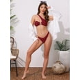 thumbnail image 5 of DARING DIVA Women's Asymmetric One Shoulder Strap Bikini Sets Medium Wine Red, 5 of 6