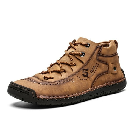 

Men Casual Shoes Walking Shoes Breathable Comfort Loafers Leather Sneakers for Male Business Work Office Dress 47 Yellow Warmth
