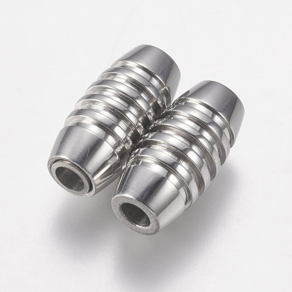 20Set Resistant 304 Stainless Steel Magnetic Clasps with Glue-in Ends Oval Stainless Steel Color 16x8mm Hole: 3mm