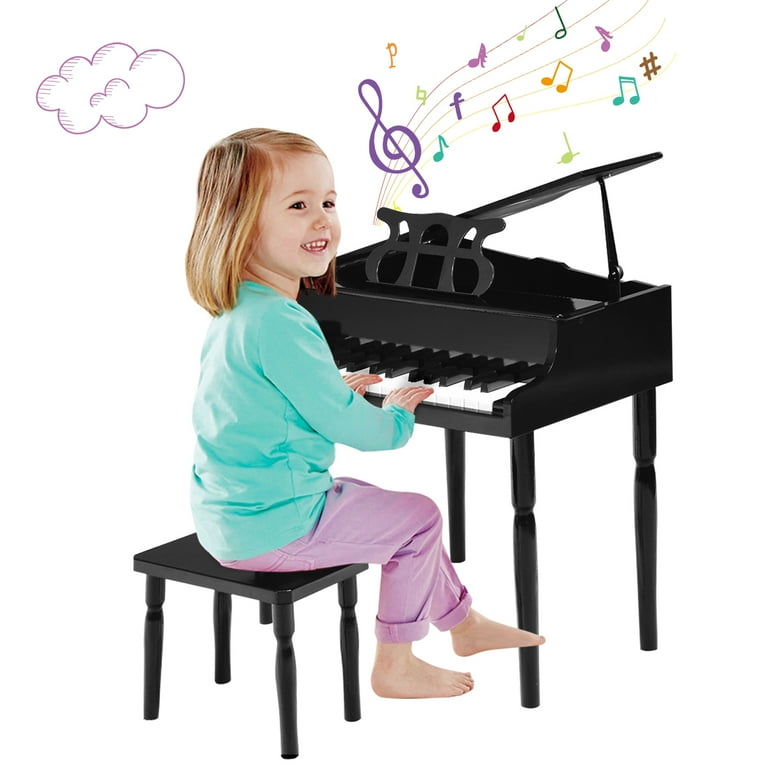 Costway Kids 30-Key Baby Grand Piano with Stool, Wooden Stand