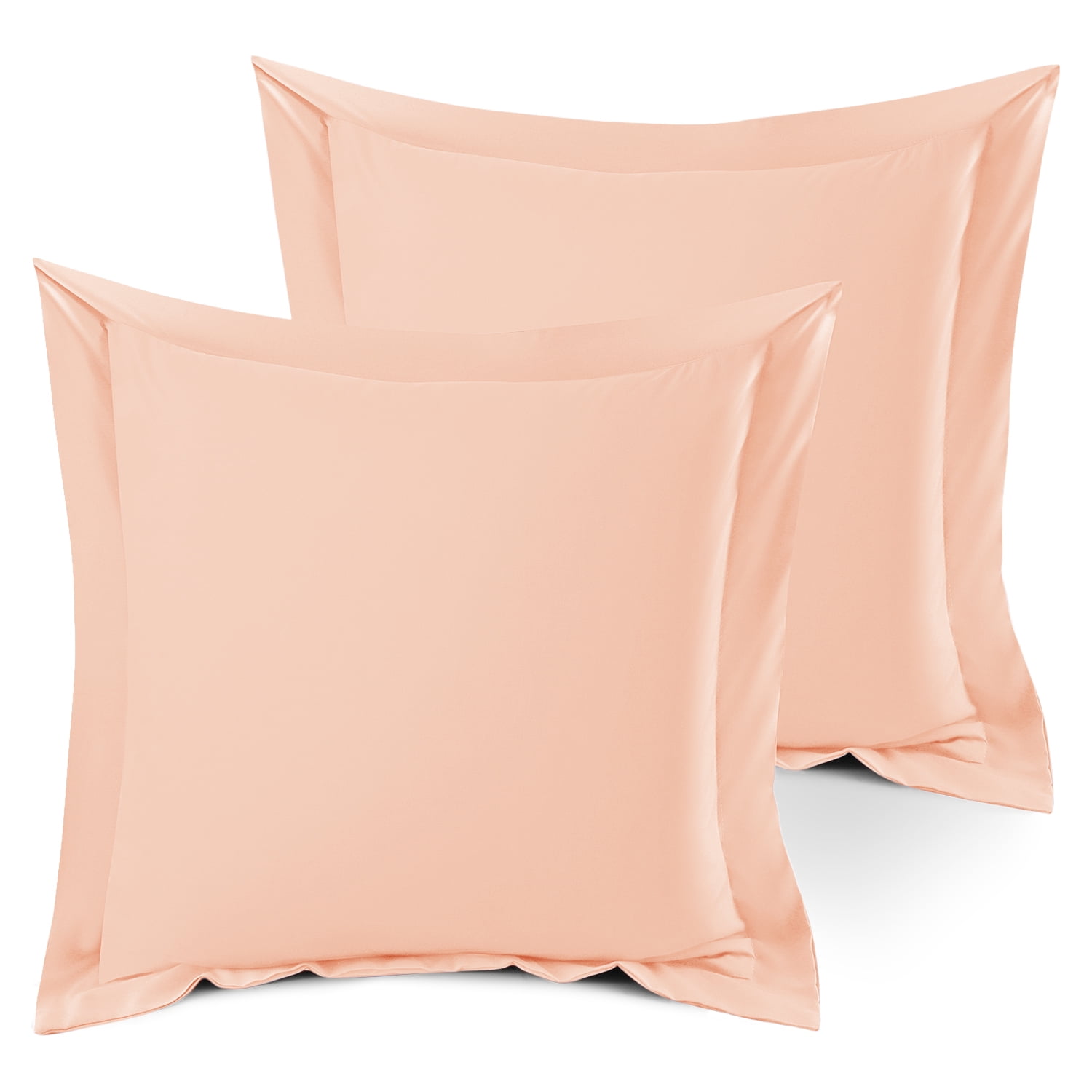 Nestl Set of 2 Euro 18"x18" Size Pillow Shams Peach, Hotel Luxury Soft Double Brushed Microfiber