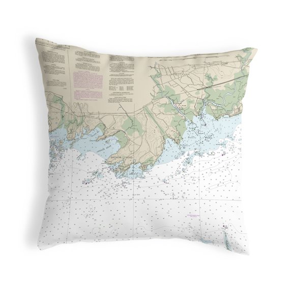 Betsy Drake KS12373GP 12 x 12 in. Guilford Point, CT Nautical Map Non-Corded Indoor & Outdoor Pillow