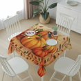 thumbnail image 6 of Burnt Orange Pumpkins Fall Table Cloth Waterproof Tablecloths, Thanksgiving Botanical Pastoral Tablecloth Dining Table Cover for Kitchen Party Tabletop Outdoor, Square Tablecloth 54x54 Inch, 6 of 9