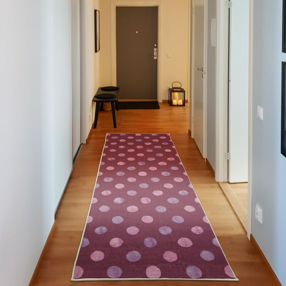 Retro Decorative Rug, Watercolor Paint Style Nostalgic Style Polka Dot Pattern Theme Classic, Quality Carpet for Bedroom Dorm and Living Room, 6 Sizes, Lilac, by Ambesonne
