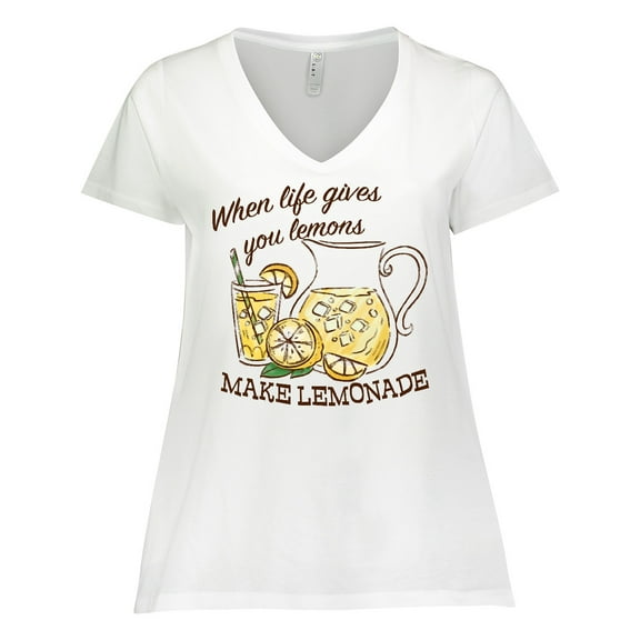 Inktastic When Life Gives You Lemons, Make Lemonade Women's Plus Size V-Neck T-Shirt