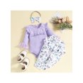thumbnail image 3 of Canis Newborn Baby Girls Cotton Tops Romper Floral Pants 3Pcs Outfits Set Clothes, 3 of 8
