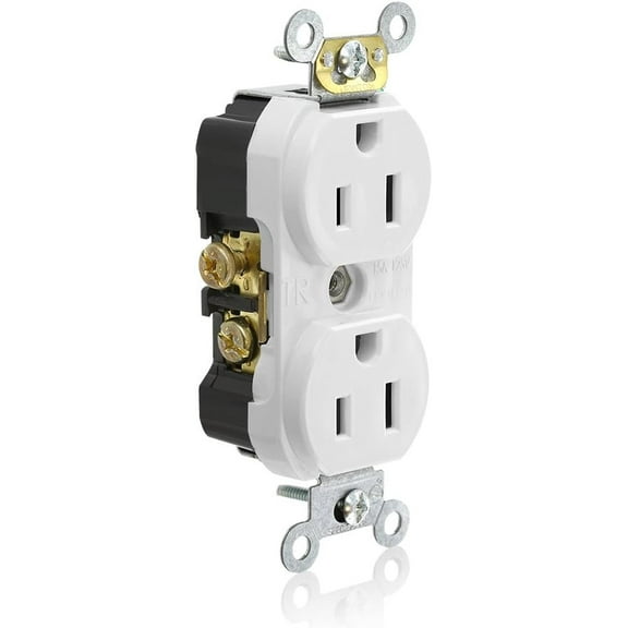 Leviton TCR15-W Side Wired Commercial Spec Grade Tamper Resistant Duplex Receptacle, 15-Amp, 125-volt, White