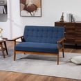 thumbnail image 2 of Miniyam Mid Century Modern Loveseat,2-Seat Linen Fabric Upholstered,Reading Couch,Accent Sofa,Blue, 2 of 10