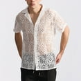 thumbnail image 2 of Mens Floral Lace Shirt See Through Casual Button Down Shirts, 2 of 9
