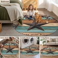 thumbnail image 5 of Texas Star Vintage Round Area Rug 8Ft Washable Large Circle Rugs for Living Room Dorm, Berry Turquoise Green Brown Wooden Non-Slip Carpet Floor Mats Indoor Outdoor Carpet Runner Aesthetic Home Decor, 5 of 8