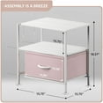thumbnail image 4 of Sorbus 1-Drawer Nightstand with Shelf, Steel Frame, Wood Top, Pastel Pink, 4 of 8